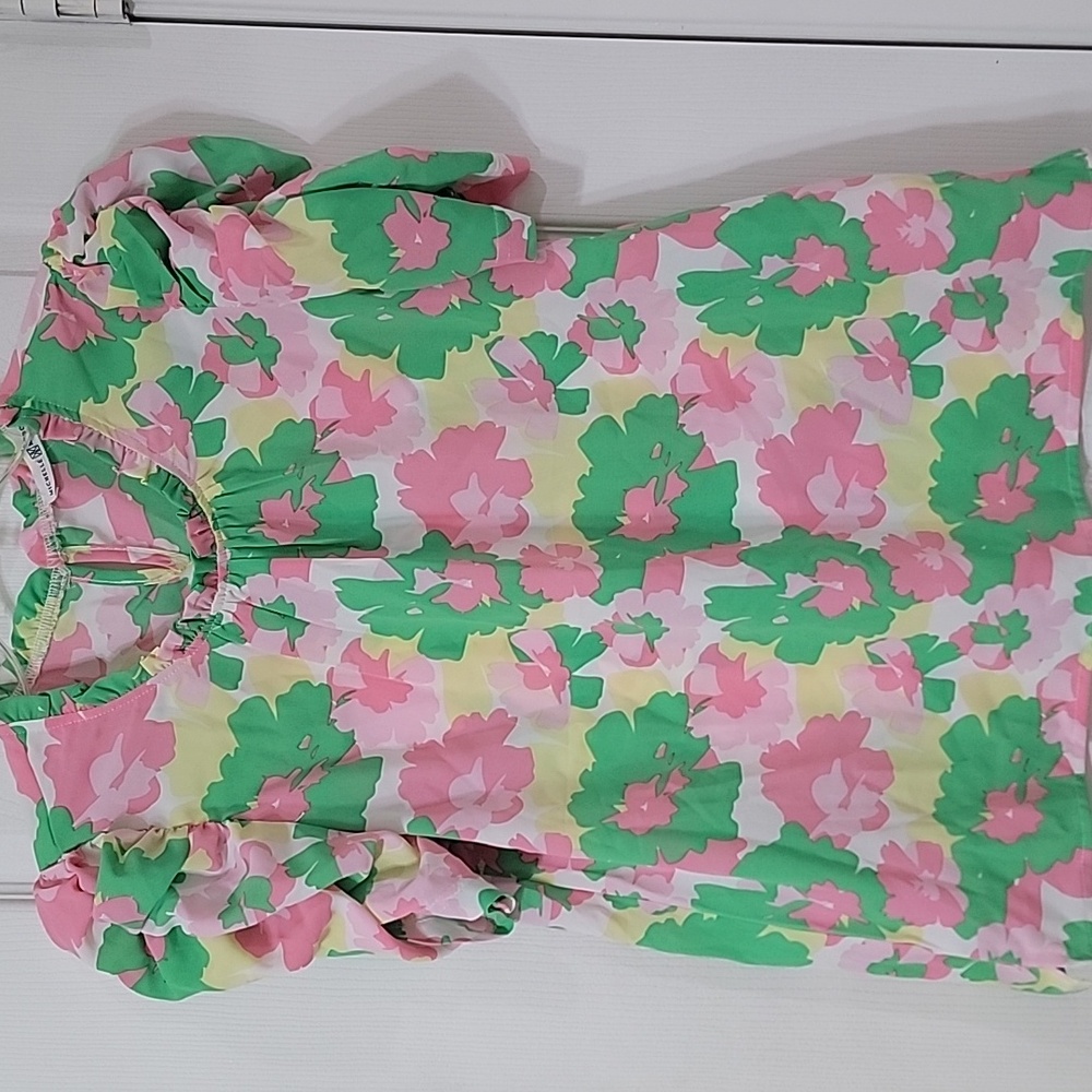 Michelle McDowell Floral Blouse - Green and Pink